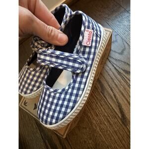 Cienta Mary Jane - Navy Gingham Little Girls Sz 8 Machine Washable Sneakers NIB